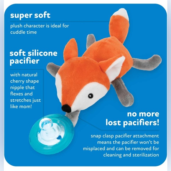 New Nuby Soft Plush Fox Pacifinder with Detachable Silicone Pacifier - Picture 3 of 6